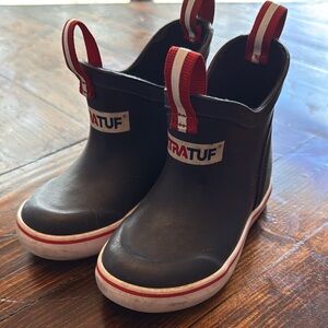 XTRATUF Kids Black and Red Rain Boots